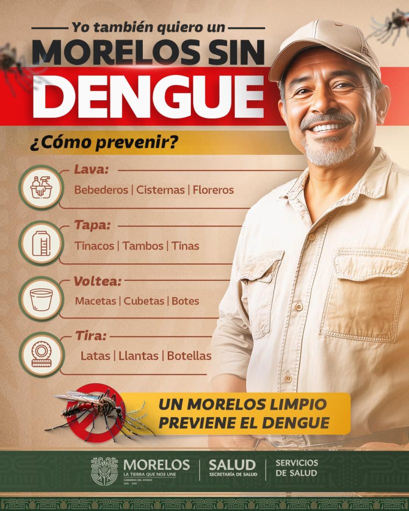 Morelos refuerza medidas contra el dengue durante las lluvias