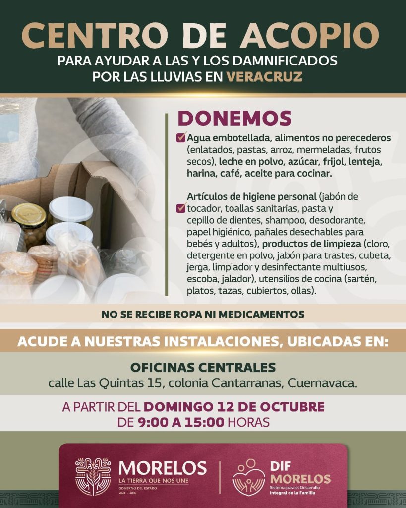 Morelos activa centros de acopio