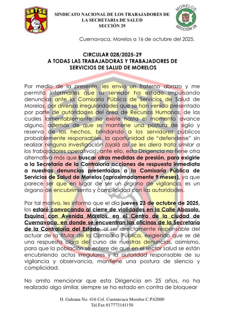 Trabajadores de salud bloqueo